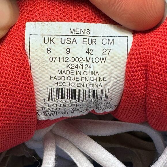 K-Swiss Tubes Comfort Technology Men’s Running Shoes - White/Red/Navy - Size 9 - Picture 6 of 7